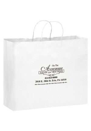 WHITE KRAFT TWISTED PAPER HANDLE SHOPPER