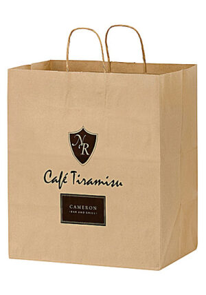NATURAL KRAFT PAPER TAKE-OUT TWISTED PAPER HANDLE SHOPPER
