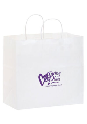 WHITE KRAFT PAPER TAKE-OUT TWISTED PAPER HANDLE SHOPPER