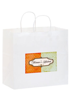 WHITE KRAFT PAPER TAKE-OUT TWISTED PAPER HANDLE SHOPPER