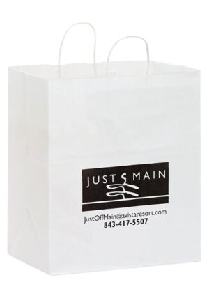WHITE KRAFT PAPER TAKE-OUT TWISTED PAPER HANDLE SHOPPER