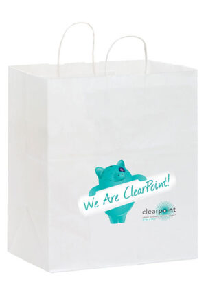 WHITE KRAFT PAPER TAKE-OUT TWISTED PAPER HANDLE SHOPPER