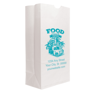 7.125" X 13.9375" X 4.375" One Color White SOS Paper Bag