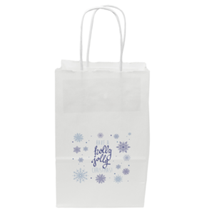 Snowflakes Predesigned Seasonal White Handle Shoppers