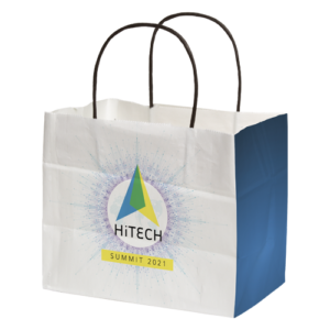 8.5" x 7.25" x 5" Full Color White Black Handle Shopper