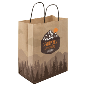 8.5" x 10.25" x 5" Full Color Natural Black Handle Shopper Paper Bags