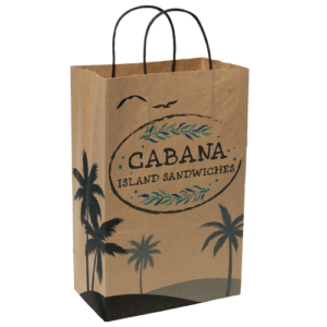 8.5" x 13.375" x 5" Full Color Natural Black Handle Shopper