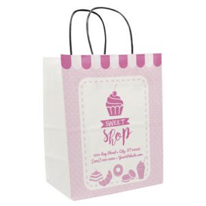 8.5" x 10.25" x 5" One Color White Black Handle Shopper Paper Bags